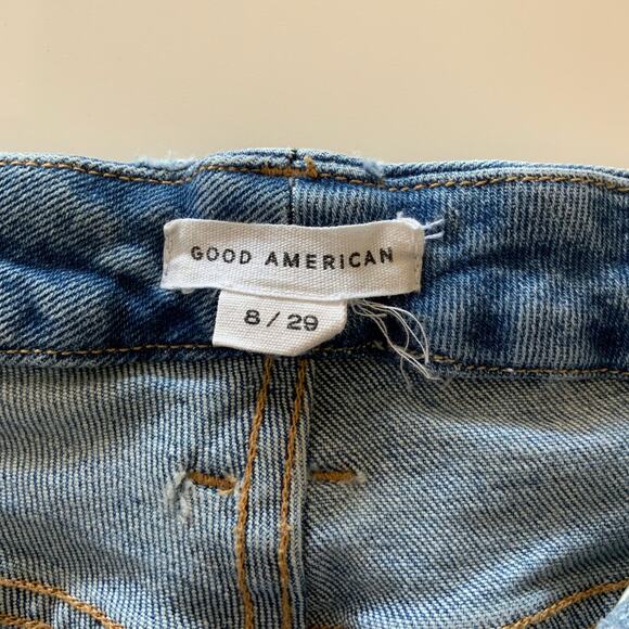 Good American Good Curve Straight Leg Fray Hem Jean Blue 313 Women's Size 29 - Picture 4 of 6